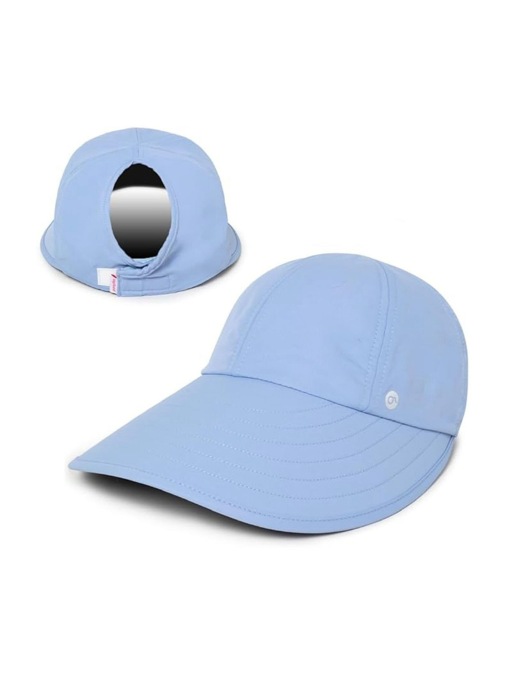 Womens Sunblocker UPF 50 Wide Brim Ponytail Sun Hat | Dusty Blue | Size OS